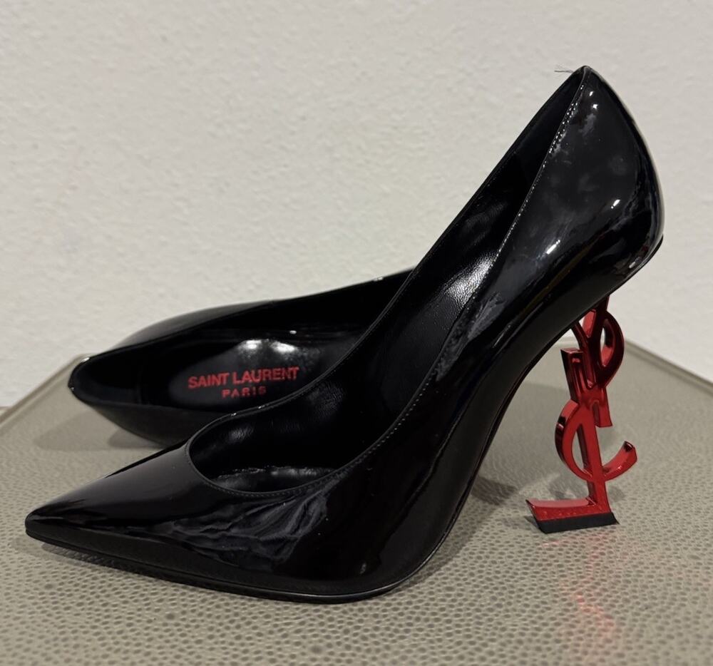 Saint Laurent Black Patent Leather Opyum Pumps Size 37.5